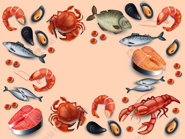 海鲜食材边框美食背景