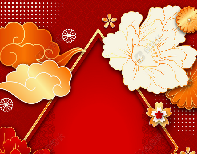 创意矢量红色喜庆中式新年背景素材