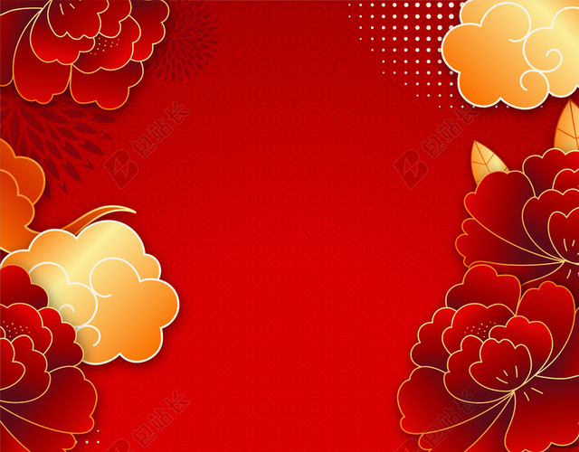 创意矢量红色喜庆中式新年背景素材
