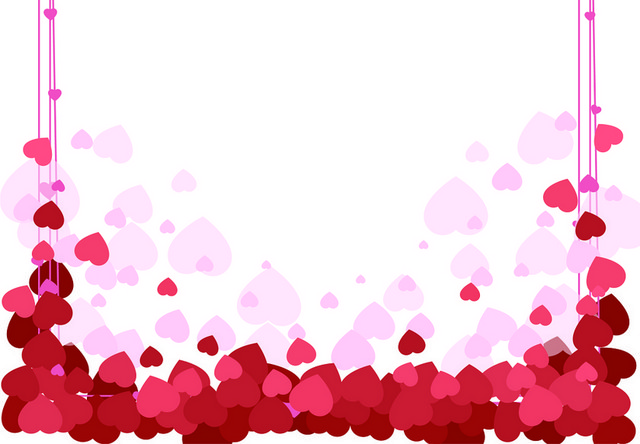粉色浪漫简约矢量情人节爱心边框素材