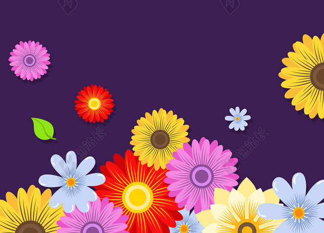 紫色简约花卉春季促销宣传海报背景素材