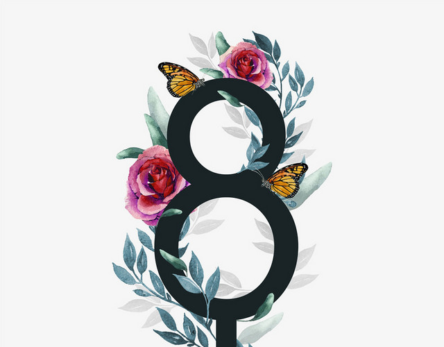 矢量创意水彩花卉性别符号妇女节素材