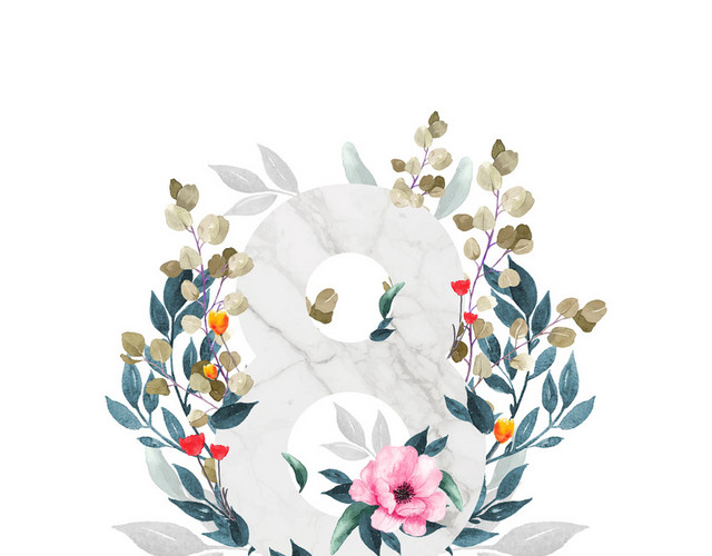 矢量创意水彩花卉妇女节艺术字素材