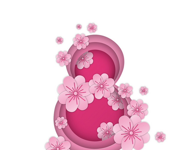 矢量创意剪纸风妇女节艺术字素材