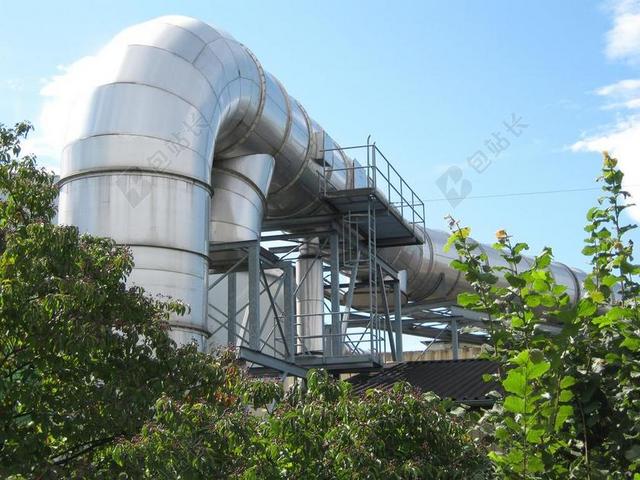 银色工业现代管道绿植绿树排气图片背景