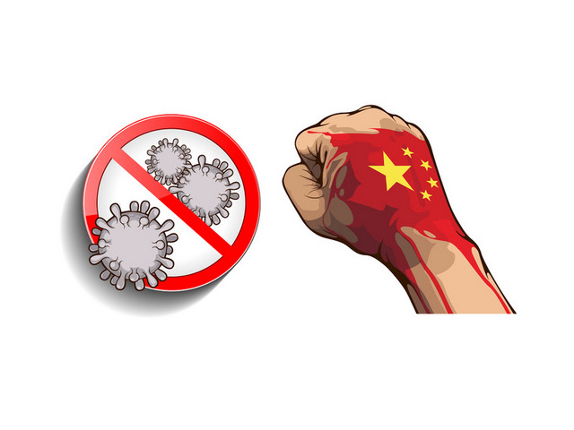 手绘疫情防护抗击疫情抗击病毒中国加油矢量素材