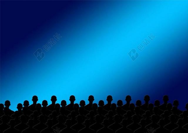 黑蓝人群神秘蓝光下的黑压压人群人群光影背景图片
