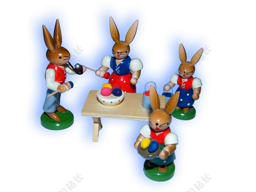 彩色玩具和谐兔子模型家庭过家家玩偶背景图片
