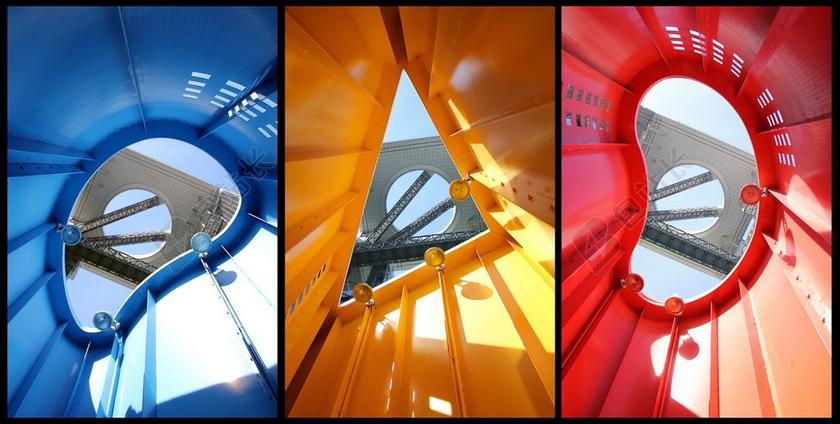 体系结构 拼贴 建筑 城市 颜色 红色黄色蓝色 几何 旅游