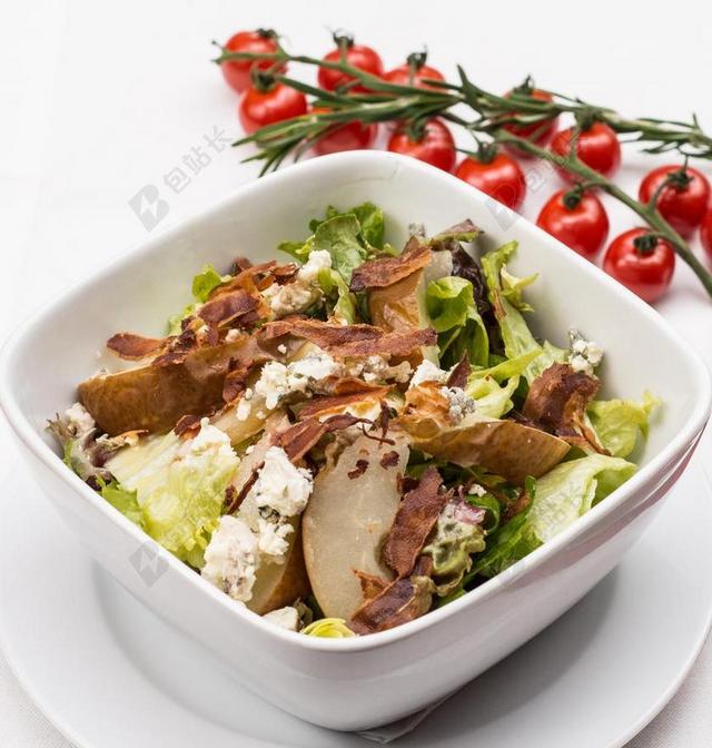 餐厅美味美食鸡肉蔬菜沙拉背景图片