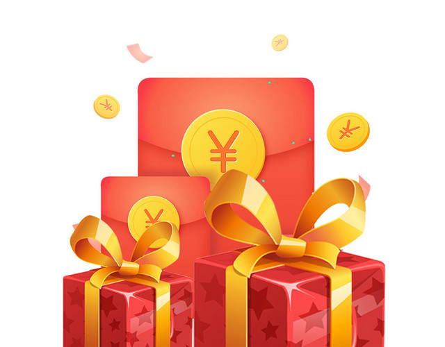 喜庆618促销红包礼盒金币素材