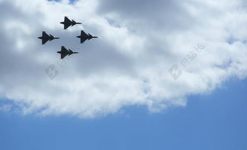 飞机 雅 空军 显示 萨博 云 HIMMEL 剪影 军事