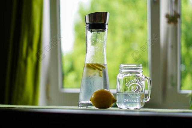柠檬 水 小食 果汁 喝 玻璃 口渴 瓶 夏季 玻璃水瓶