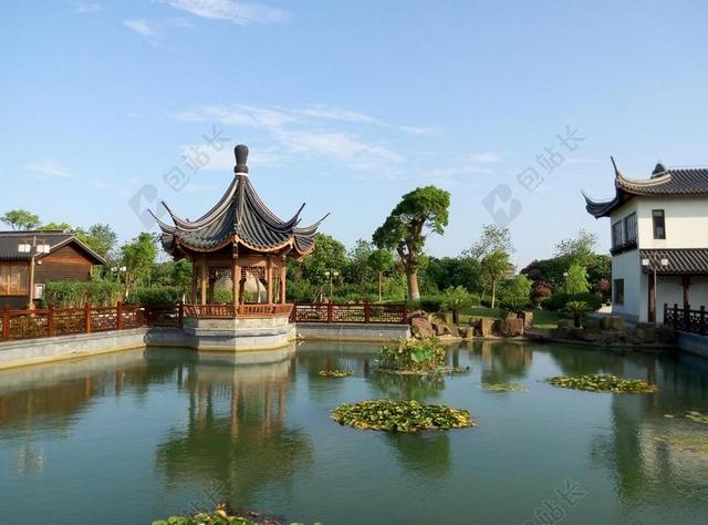 古亭 湖 天空 花园 池子