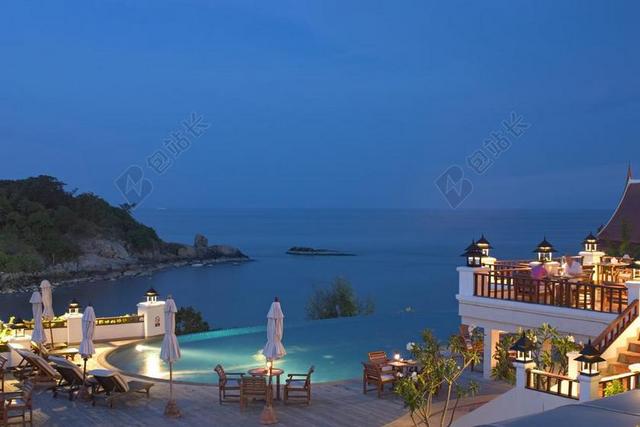 酒店 池 海 黄昏 水 蓝色 放松 旅游 浴室 夜 假日