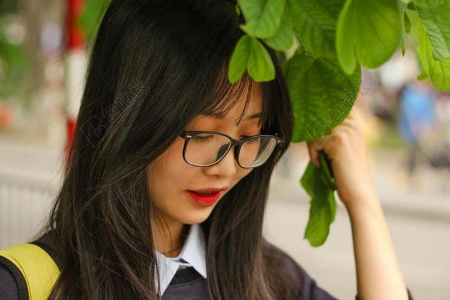 绿叶下的学生背景图片