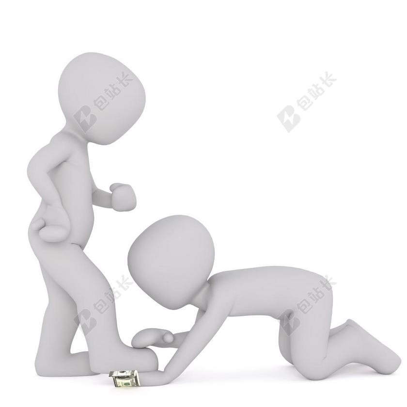 白色的小人和钞票背景图片