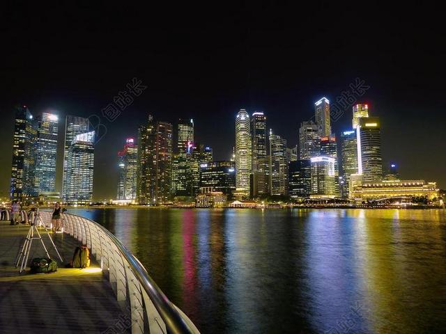 旅游星空新加波的夜景城市背景图片