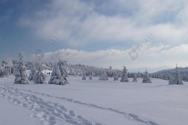 山 冬天 雪 性质 景观 天空 树 视图 路径 似雪