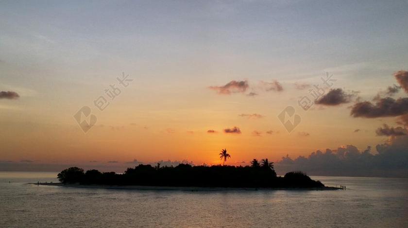 岛 马尔代夫 假期 日落 云 天空 海 梦想假期 黄昏