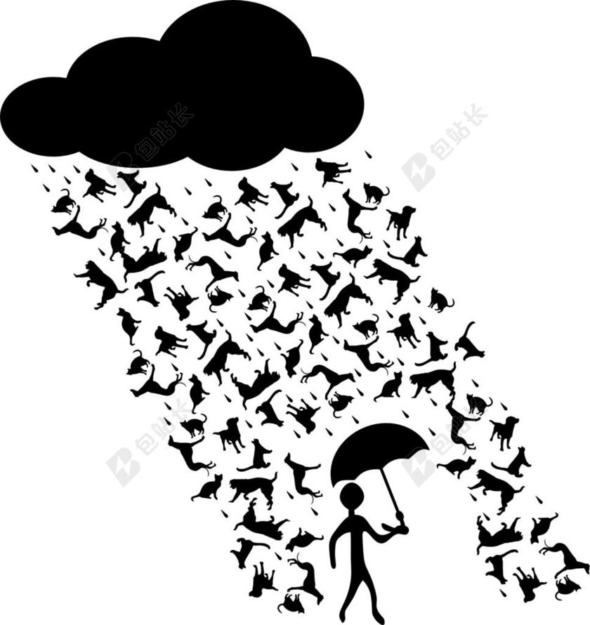 暴雨 雨猫和狗 雨 大雨 猫 云 大暴雨 狗 表情 成语