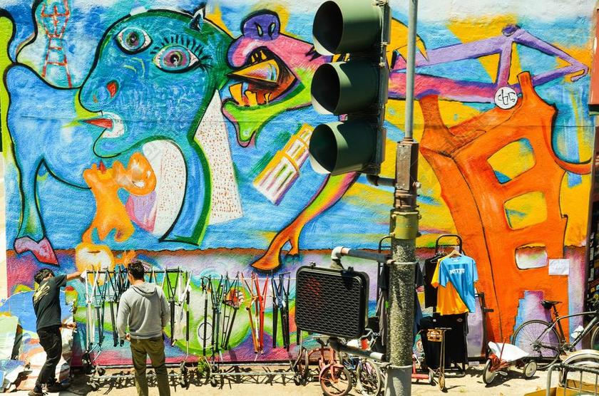 旧金山涂鸦墙墙壁绘画自由背景图片