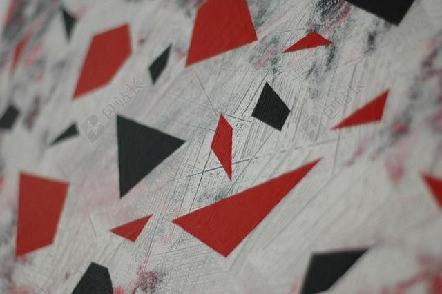 画 红色 黑 纹理 装修 压克力 几何 纺织 设计 现代