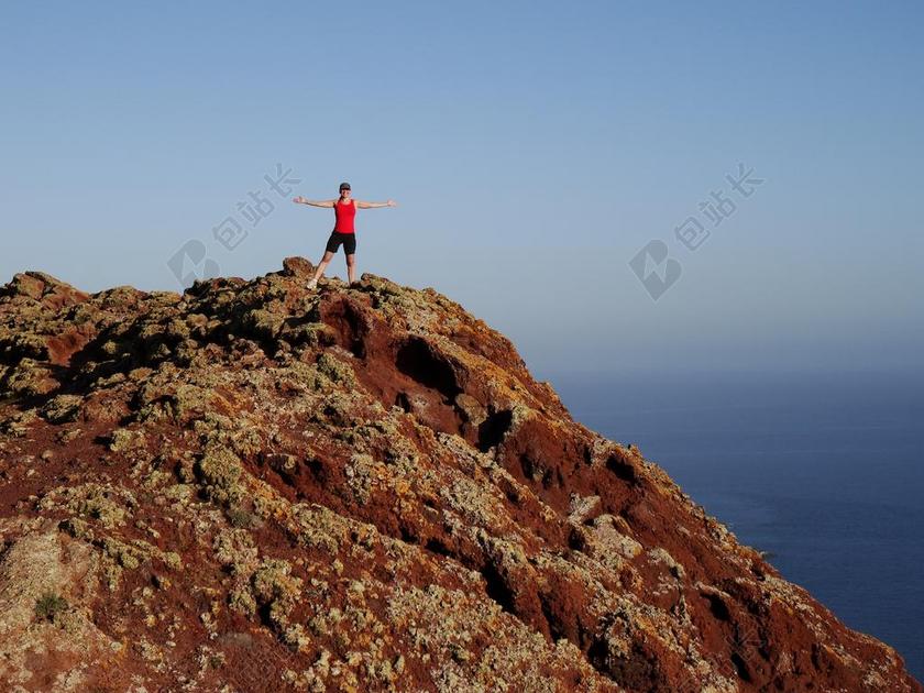 自然景观岩石地貌攀登运动女性背景图片