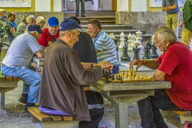 前辈 老年 游戏 象棋 公园 聚会 公司 放宽