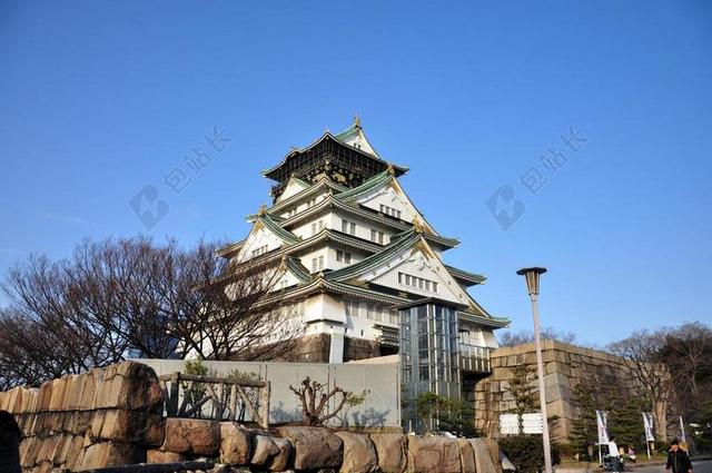 户外日本城市建筑楼阁设计背景图片
