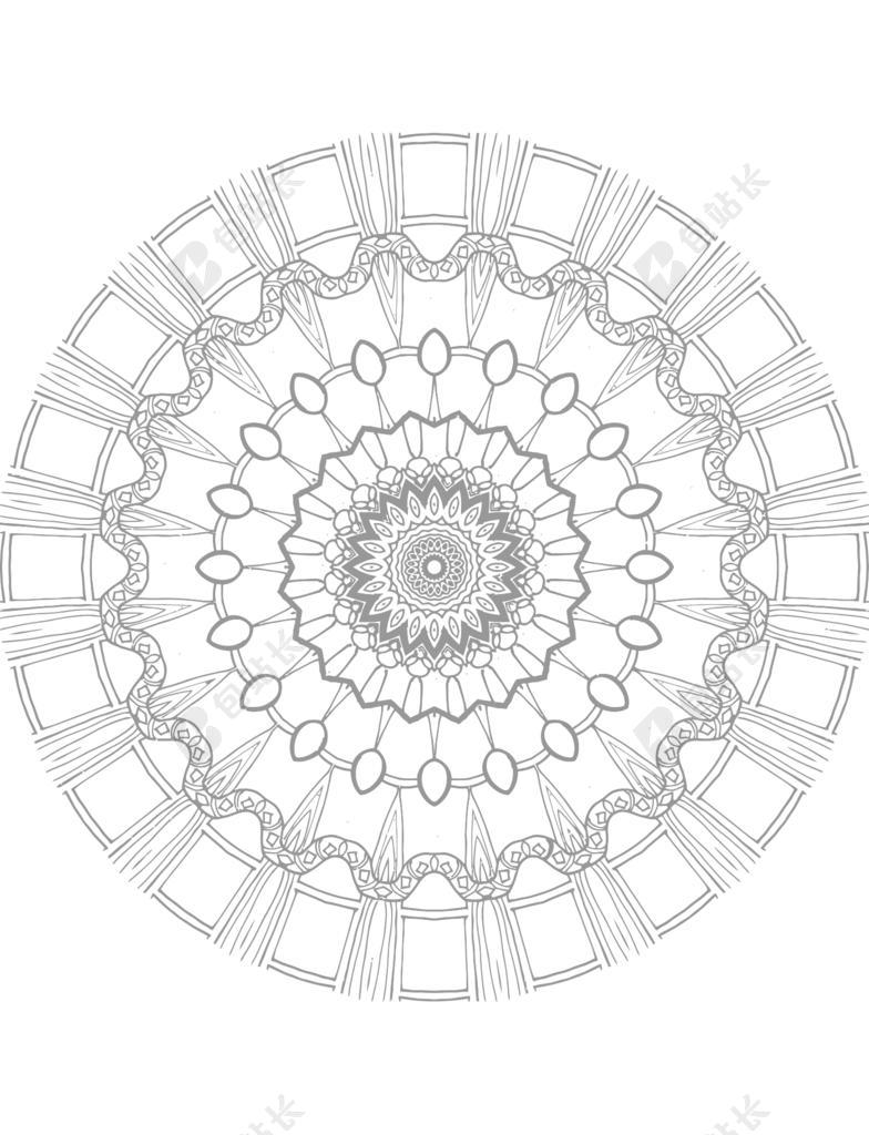 曼陀罗 着色页 图画书 着色的成年人 向量 图稿 详细 着色