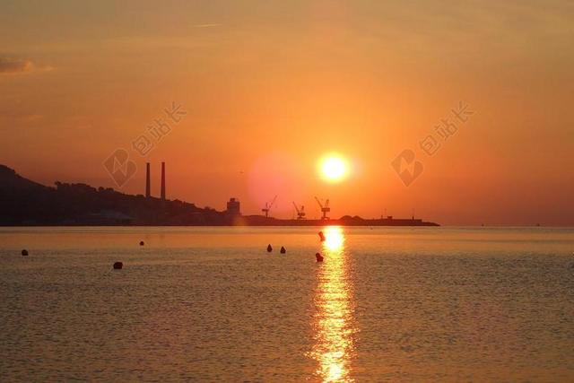 端口 太阳 海 发光 晨光 日出 大气