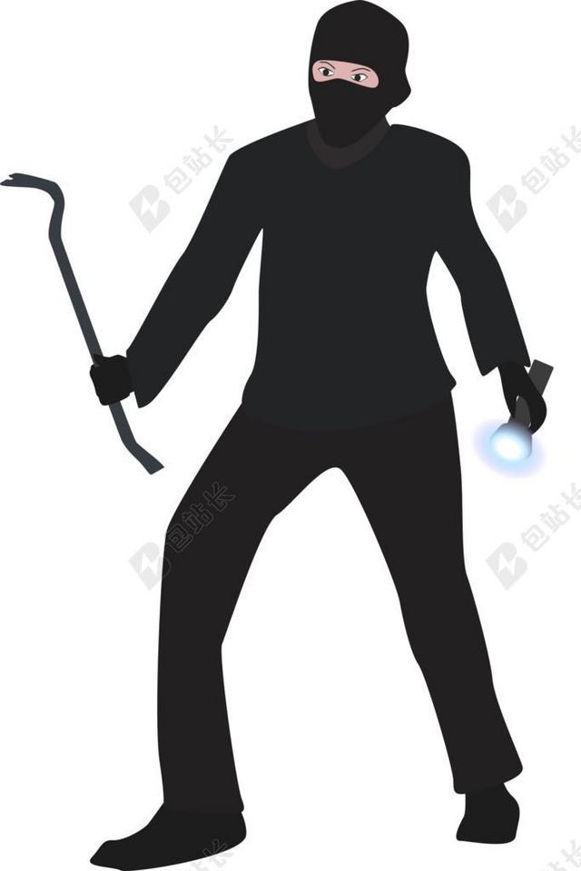 防盗 贼 男子 犯罪分子 爆窃 刑事 戴着面具 掩码 抢
