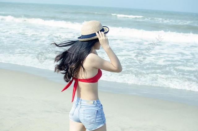 海滩 年轻 女孩 女子 女子沙滩 假期 夏天 人 海洋