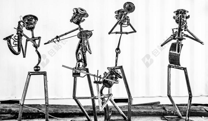 黑白爵士乐队创意想法工艺品背景图片