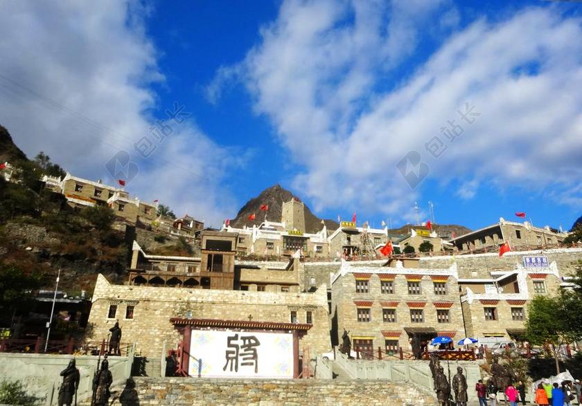 现代城市建筑西藏佛教宗教背景图片