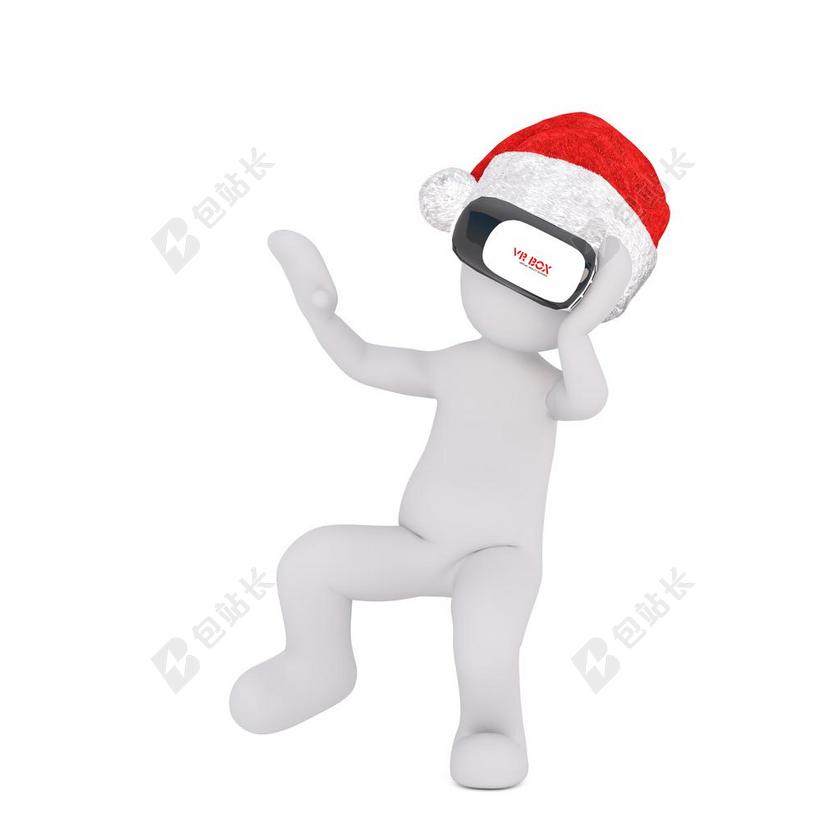 白色玩具模型3D白色小人圣诞节背景图片