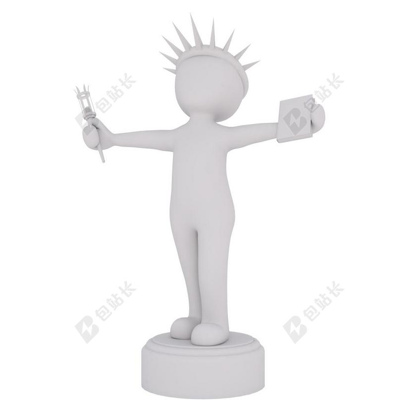 白色自由女神研究模型演讲背景图片