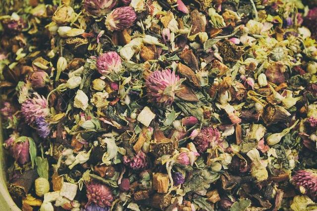 现代茶花艺术花卉茶叶干花背景图片