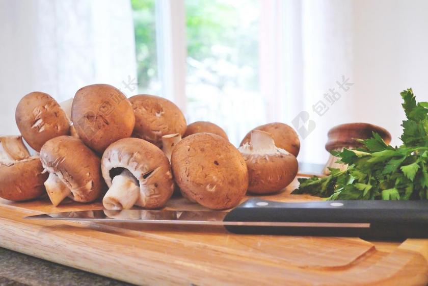 蘑菇 食品 厨师 准备 健康 菜板 吃 切 弗里施 原料