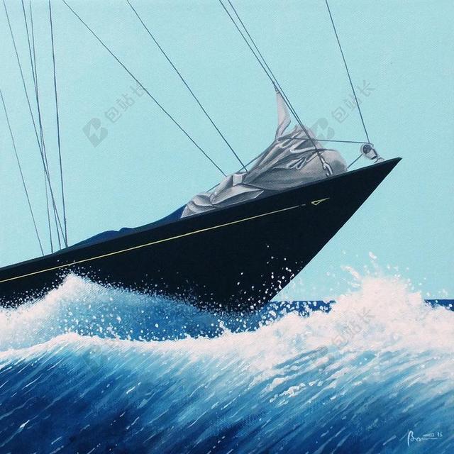 油画 船 船帆 海 图像