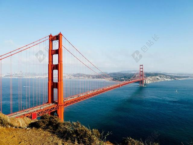 建筑复古金门大桥背景图片