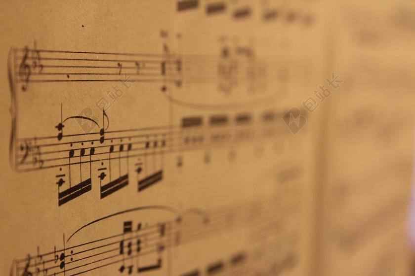 音乐复古泛黄的乐谱背景图片