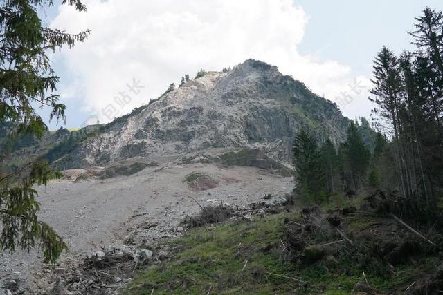 落石 滑坡 VILSALPSEE 卵石 石头 山 苍白的脸色