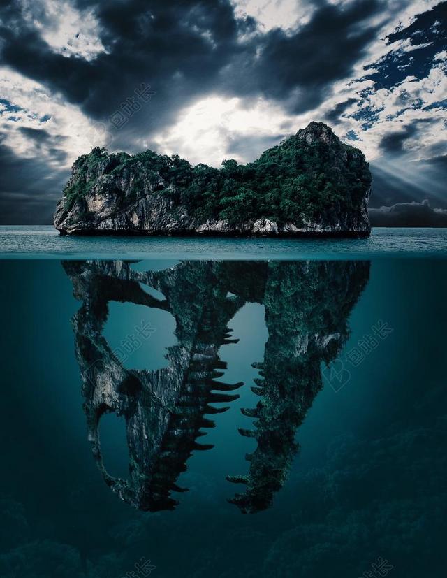 神秘 岛 秘密 背景 壁纸 消失 恐龙 头骨 海 海洋