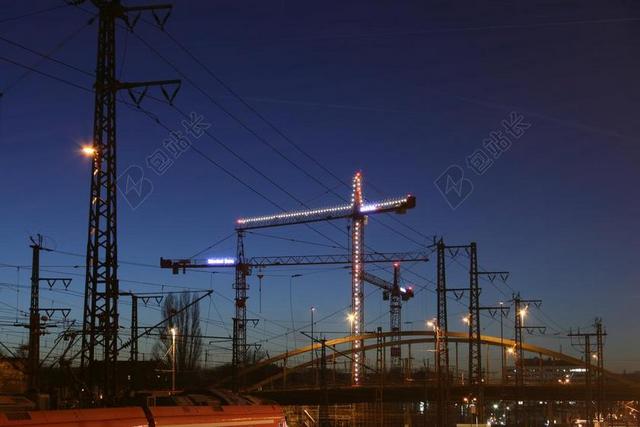 起重机 网站 BAUKRAN 天空 建设工作 施工现场 离开