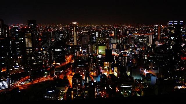 夜景 大阪 日本 蓝天大厦 大阪的夜景 建筑 气氛 夜 晚上