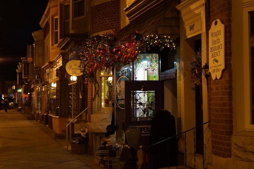 店面 夜深人静的时候 城市 巴尔的摩 业务 商铺 灯 黑暗