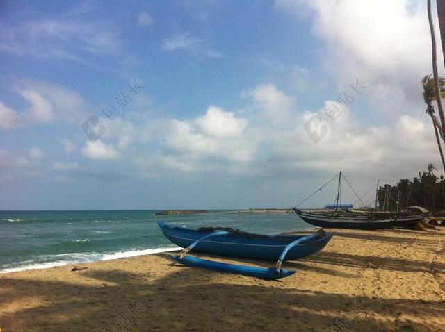 东部沿海海滩 下午视图 斯里兰卡 搁浅船 船 海洋 海 海滩