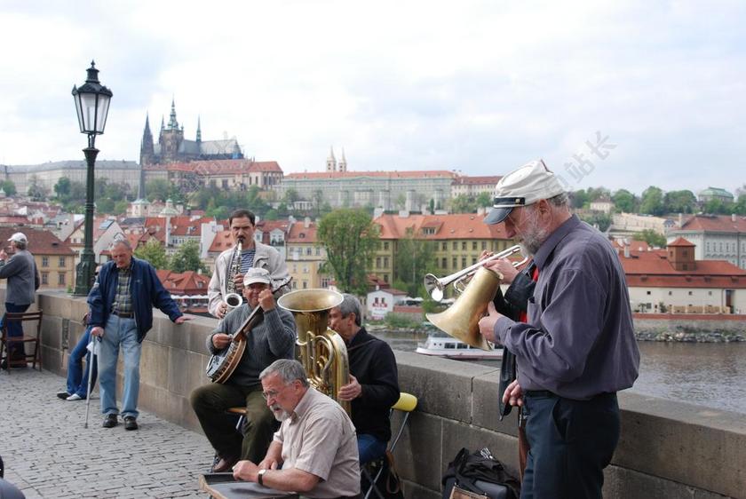 音乐 管弦乐队 街头艺人 查理大桥 桥 布拉格 布拉格城堡